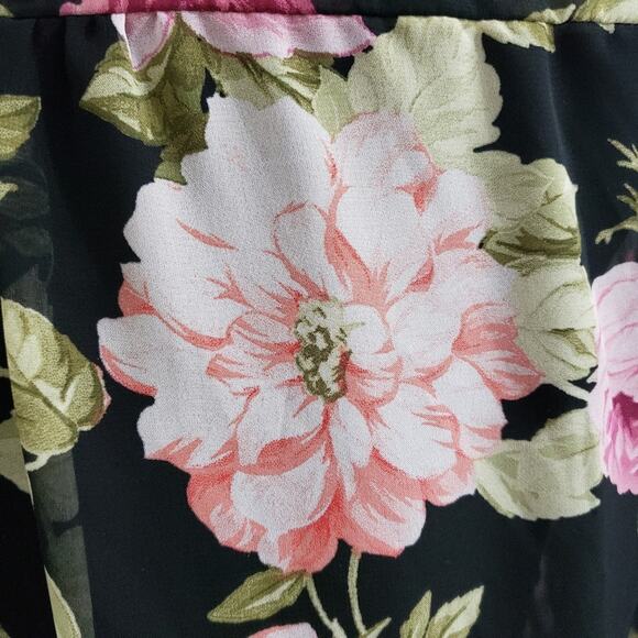 Kut From The Kloth Black and Floral High Low Button Front Tunic Top Medium - Picture 9 of 12